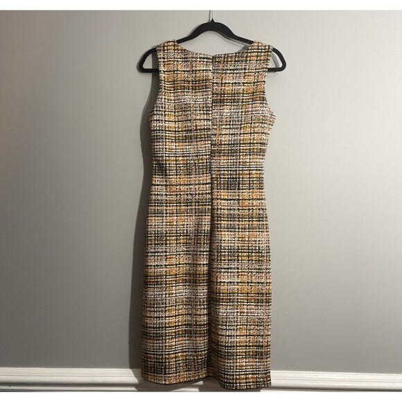 Enfocus Studio Dress Size 8  Yellow Black Red Checkered Print Sleeveless Casual - Picture 2 of 10